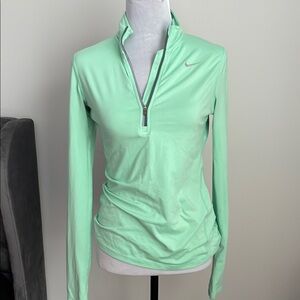 Nike Green Long Sleeve Fitted Polo Top
